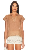 Bella Dahl Linen Short Sleeve Pullover Top In Desert Brown In Desert Brown