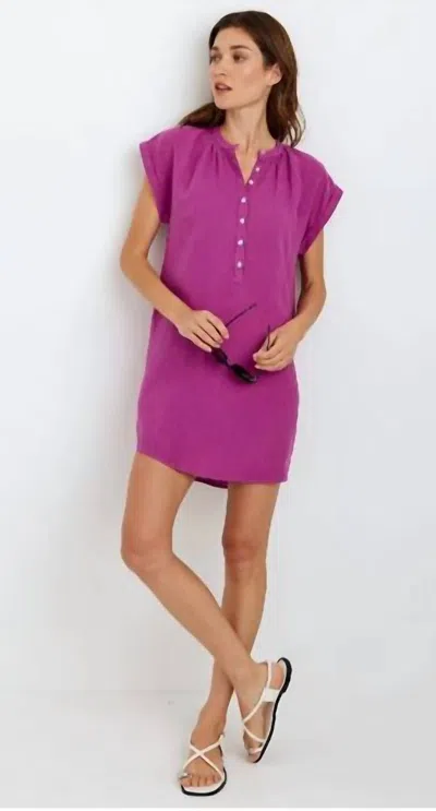 Bella Dahl Cap Sleeve Henley Dress In Wild Plum In Purple