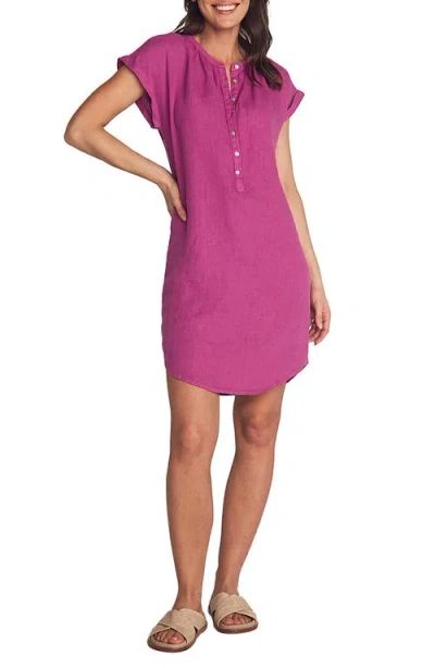 Bella Dahl Cap Sleeve Linen Henley Minidress