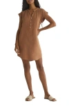Bella Dahl Cap Sleeve Linen Henley Minidress