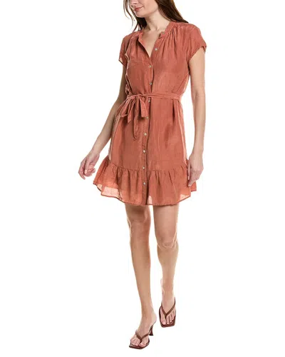 Bella Dahl Cap Sleeve Ruffle Hem Linen-blend Shirtdress In Brown