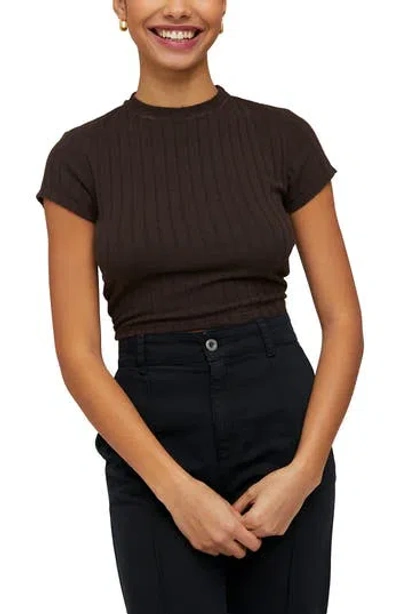 Bella Dahl Capsleeve Crewneck T-shirt In Brown