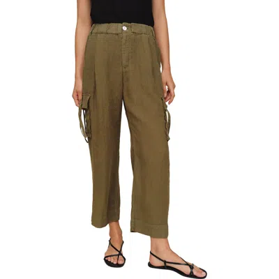 Bella Dahl Cargo Ties Ankle Linen Pants In Green