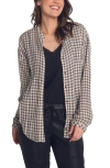 Bella Dahl Check Textured Mandarin Collar Button-up Shirt In Brown