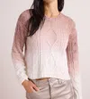Bella Dahl Cable Crew Neck Sweater In Mocha Ombre Dye In Multi