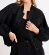 Bella Dahl Chloe Clean Linen Blend Bomber Jacket In Black