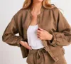 Bella Dahl Chloe Clean Linen Blend Bomber Jacket In Multi