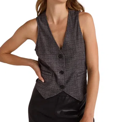 Bella Dahl Cinch Back Vest In Glencheck Plaid In Gray