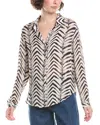 Bella Dahl Half Placket Pullover Blouse In Batik Chevron Print In Neutral