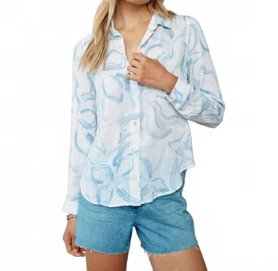 Bella Dahl Classic Button Down Shirt In Waves Floral Print In Multi