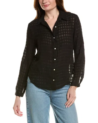 Bella Dahl Clean Front Button Down Linen-blend Shirt In Black