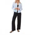 Bella Dahl Clean Split Back Button Down Shirt In Black & White Shadow Stripe In Black