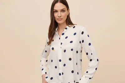 Bella Dahl Clean Split Back Button Down Shirt In Spring Dots Print In White