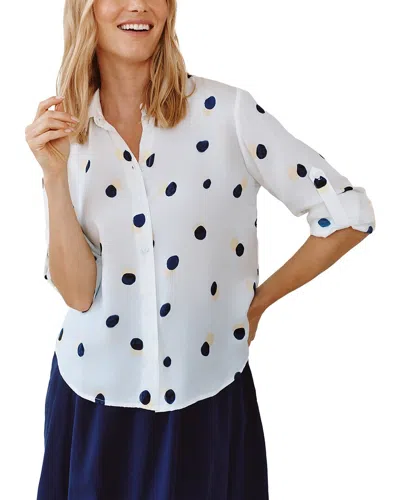 Bella Dahl Clean Split Back Button-down Silk-blend Shirt In White