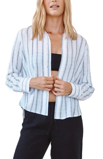 Bella Dahl Clean Split Back Gauze Button-up Shirt In Blue