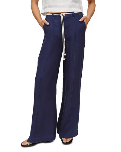 Bella Dahl Clean Waist Pintuck Wide Leg Pants In Blue