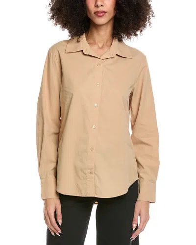 Bella Dahl Clean Wide Collar Shirt In Brown