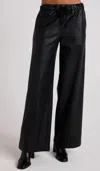 Bella Dahl Coated Faux Leather Wide Leg Pant In Black In Black