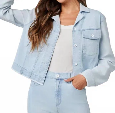 Bella Dahl Coco Fray Mix Denim Jacket In Tidal Spray Wash In Blue