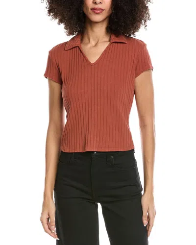 Bella Dahl Collared Crop Top In Brown
