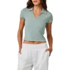Bella Dahl Collared Knit Crop Top In Clean Sage