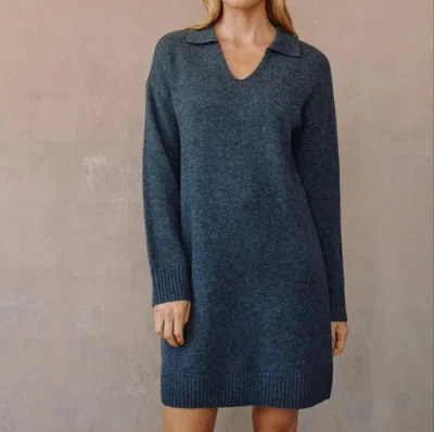 Bella Dahl Collared Pullover Sweater Dress In Charcoal In Pink
