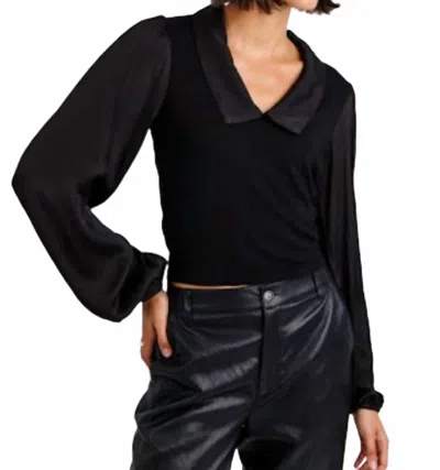 Bella Dahl Collared Satin Top In Black