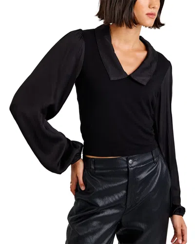 Bella Dahl Collared V-neck Top In Black