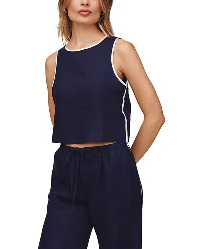 Bella Dahl Contrast Keyhole Tank Top In Blue