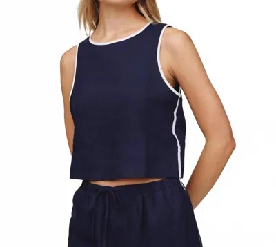 Bella Dahl Contrast Keyhole Tank Top In Nautical Night In Blue