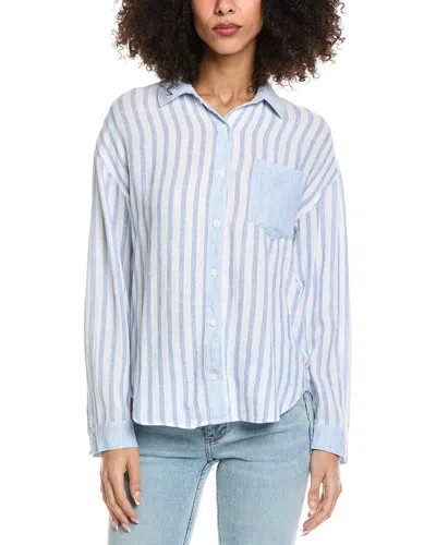 Bella Dahl Contrast Pocket Linen-blend Boyfriend Shirt In Blue