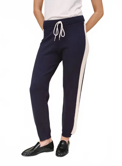 Bella Dahl Contrast Stripe Knit Jogger In Midnight Frost In Blue