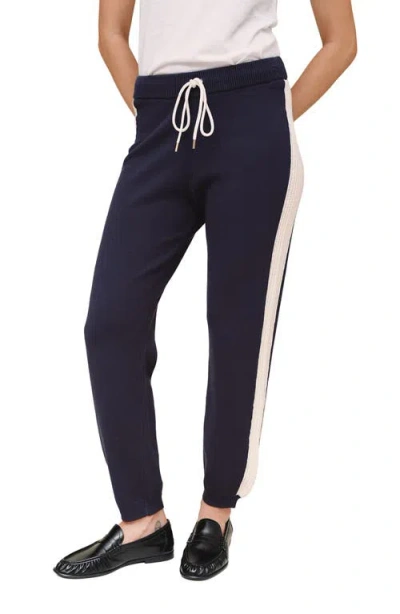 Bella Dahl Contrast Stripe Knit Joggers In Midnight Frost