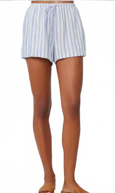 BELLA DAHL CONTRAST TIE FLOWY SHORTS IN BLUE SKY STRIPE