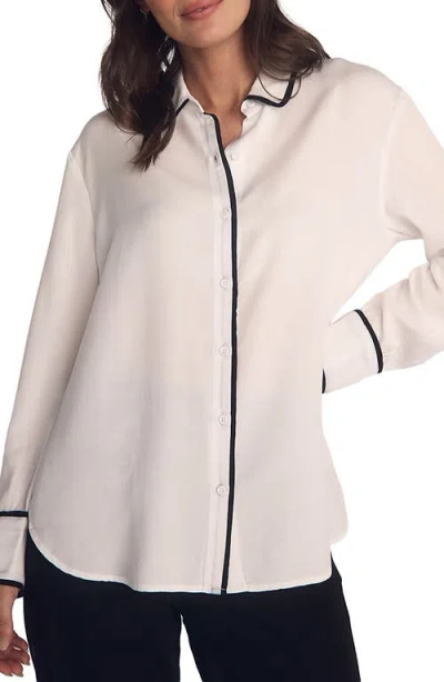 Bella Dahl Contrast Trim Button-up Shirt In White