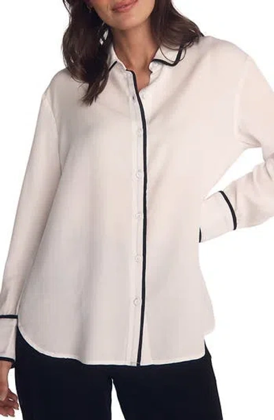 Bella Dahl Contrast Trim Button-up Shirt In Pink