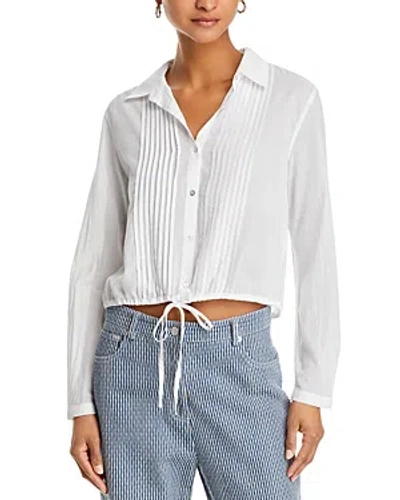 Bella Dahl Cotton Pintuck Crop Shirt In White