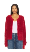 Bella Dahl Fuzzy Crewneck Cardigan In 루비 레드