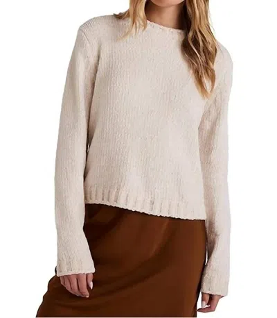 Bella Dahl Crew Neck Chenille Sweater In Opal Ivory In Multi