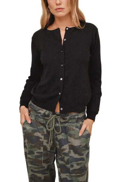 Bella Dahl Crewneck Cotton & Cashmere Cardigan In Black