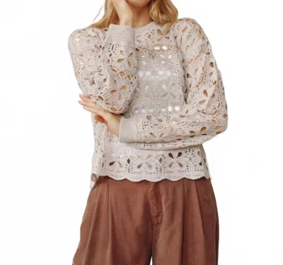 Bella Dahl Crochet Crew Neck Sweater In Almond In Neutral