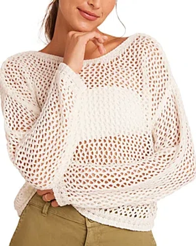 Bella Dahl Crochet Relaxed Boatneck Sweater In Off White