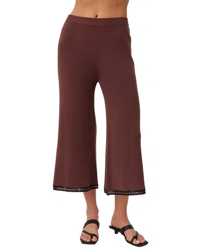 Bella Dahl Crocheted Trim Linen-blend Cropped Pant In Brown