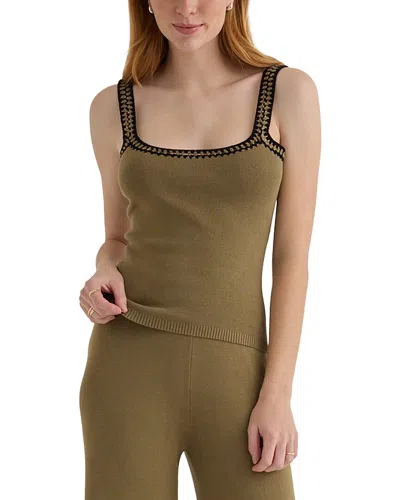 Bella Dahl Crocheted Trim Sweater Tank In Olive Oasis In Green