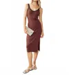 Bella Dahl Crocheted Trim V-neck Midi Dress In Dune Brown In Multi
