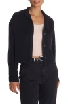 Bella Dahl Crop Button-up Shirt In Black