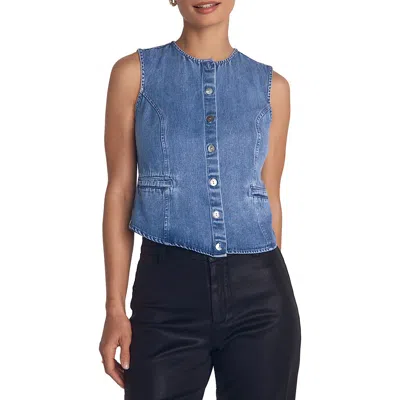 Bella Dahl Crop Denim Vest In Blue