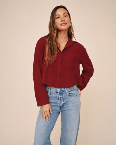 Bella Dahl Cropped Button Down In Brown