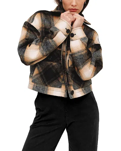 Bella Dahl Cropped Plaid Jacket In Gray