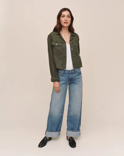 Bella Dahl Cropped Utility Jacket With Fray Hem In Green